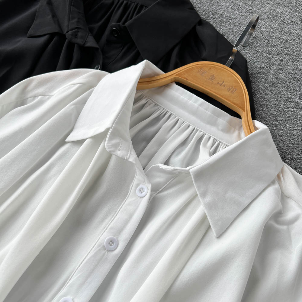 Puffy Sleeve Lapeled Short Blouse