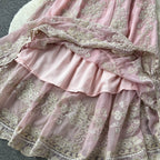 Vintage Embroidery Pink Princess Dress