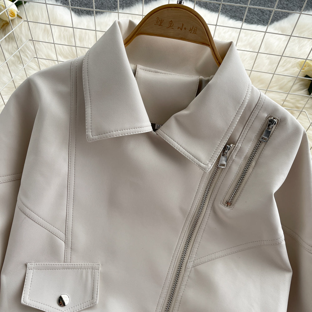 Vintage Short Pu Leather Jacket