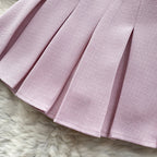Color Blocking Cardigan&Pleated Skirt 2Pcs