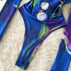 Tie-dye Lace-up Long-sleeved Jumpsuit
