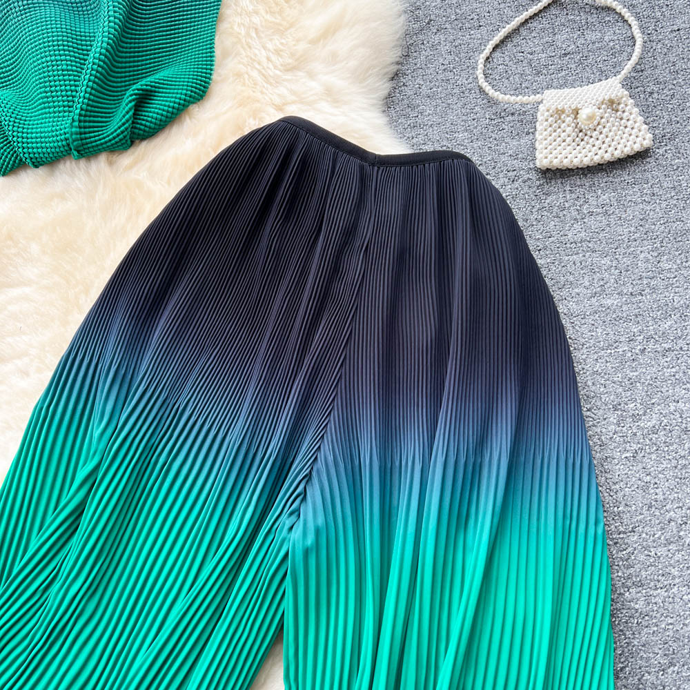 Loose Top&Draped Trousers Gradient 2Pcs