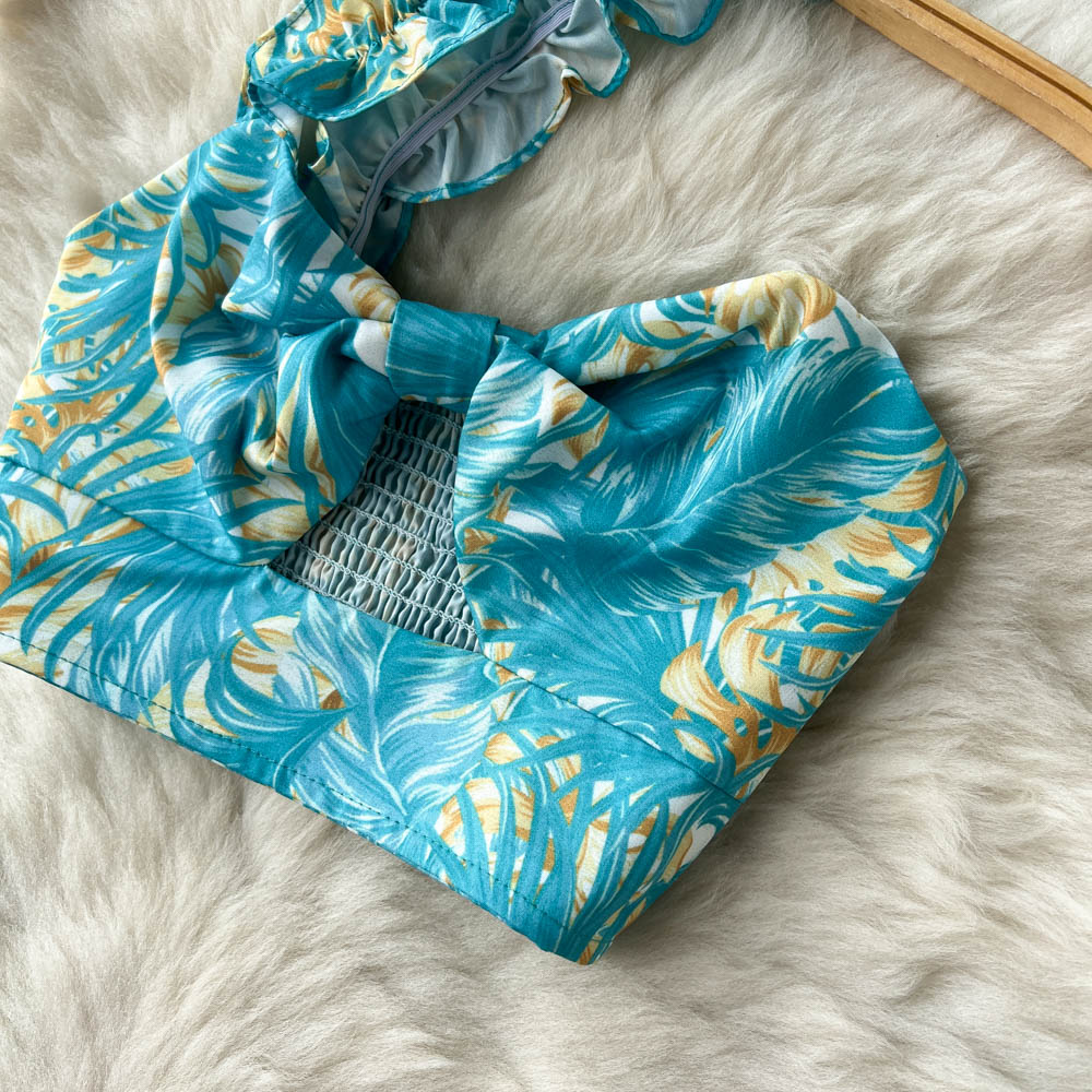 Printed Halter Top&Skirt 2Pcs Set