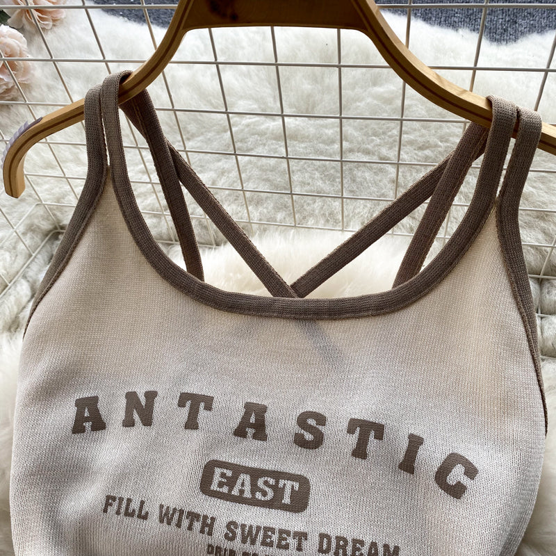 Letter Printed Sportswear Tank Dress