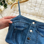 Vintage Denim Split Slip Dress
