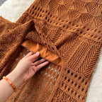 Camisole&Skirt Hollowed Knitted 2Pcs