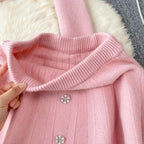 Tweed Cardigan&Pleated Skirt Knitted 2Pcs