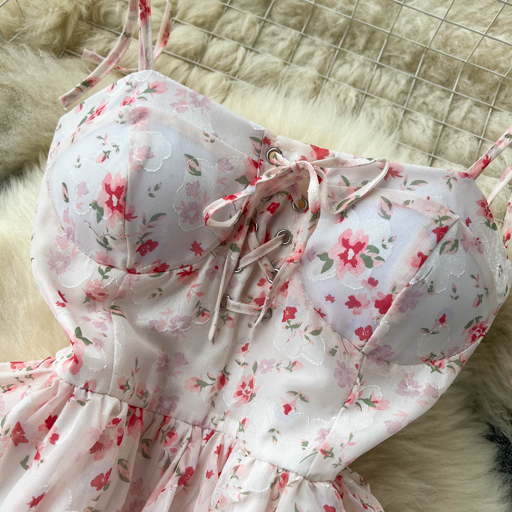 Korean Style Floral Ruffled Dress