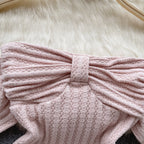 Off-shoulder Bow-tie Pleated Top