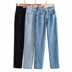 Slit Straight Leg Jeans