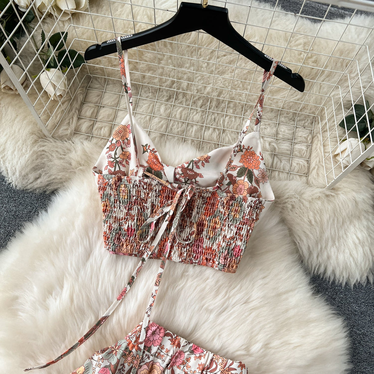 Bohemia Floral Camisole&Skirt 2Pcs