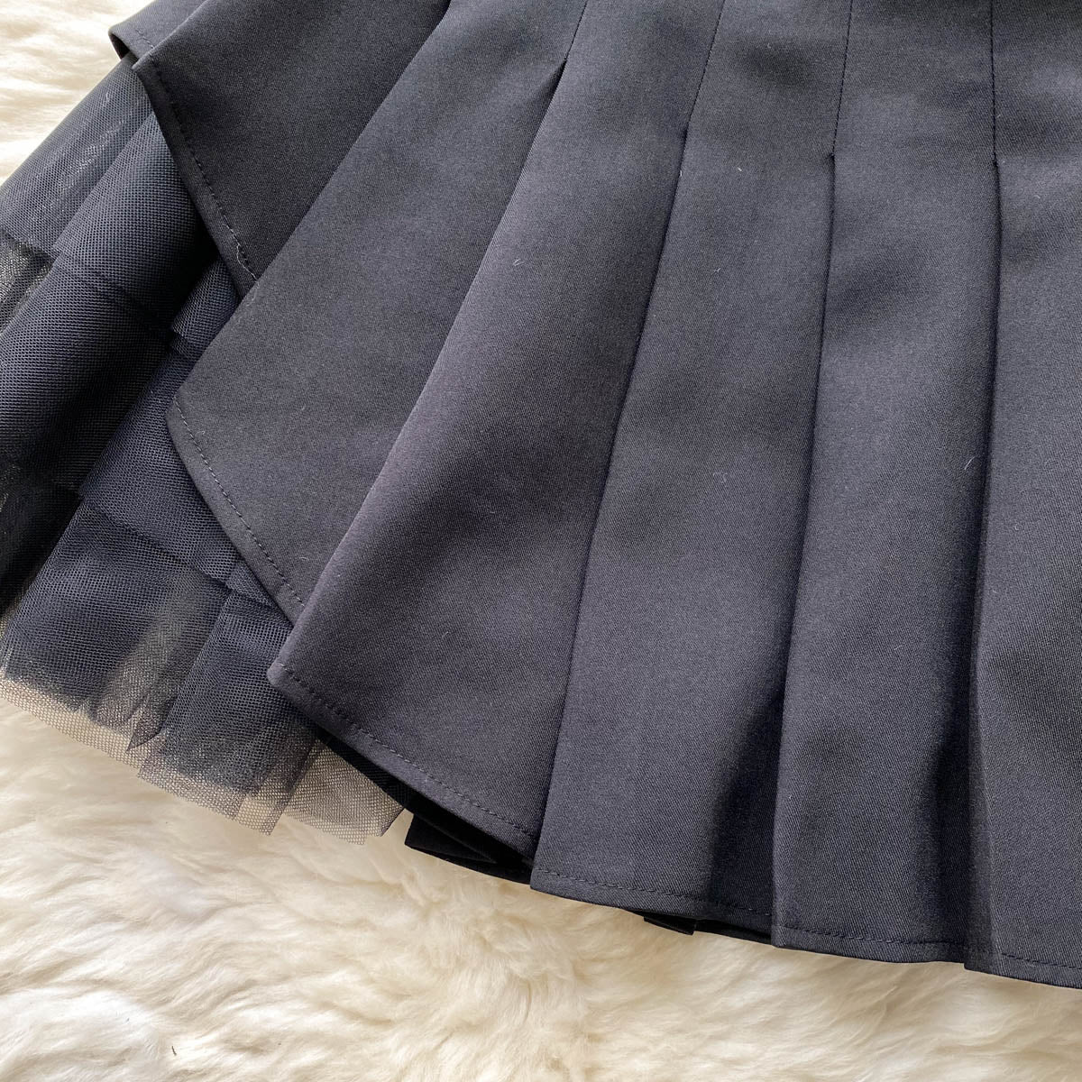 Double-breasted Top&Pleated Skirt 2Pcs