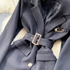 Vintage Black Blazer&Wide-legged Shorts 2Pcs