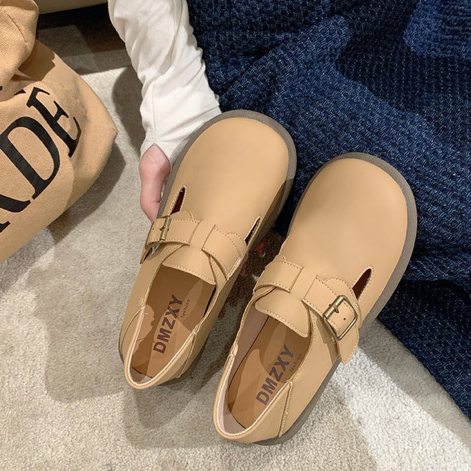 Round-toe Lace-up Flat Soft PU Shoes