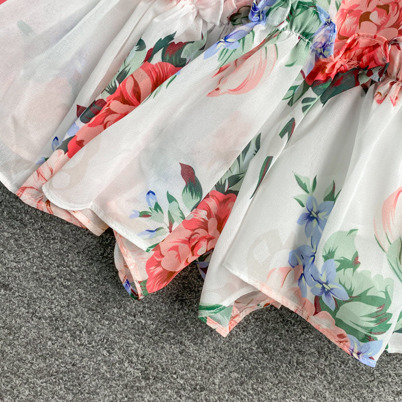 Off-the-shoulder Printed Chiffon Jumpsuit