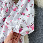 Sweet Lace V-neck Floral Dress