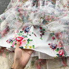 Sweet Floral Printed Lace Dress