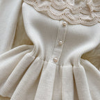 Sweetie Lace Patchwork Ruffled Knitwear