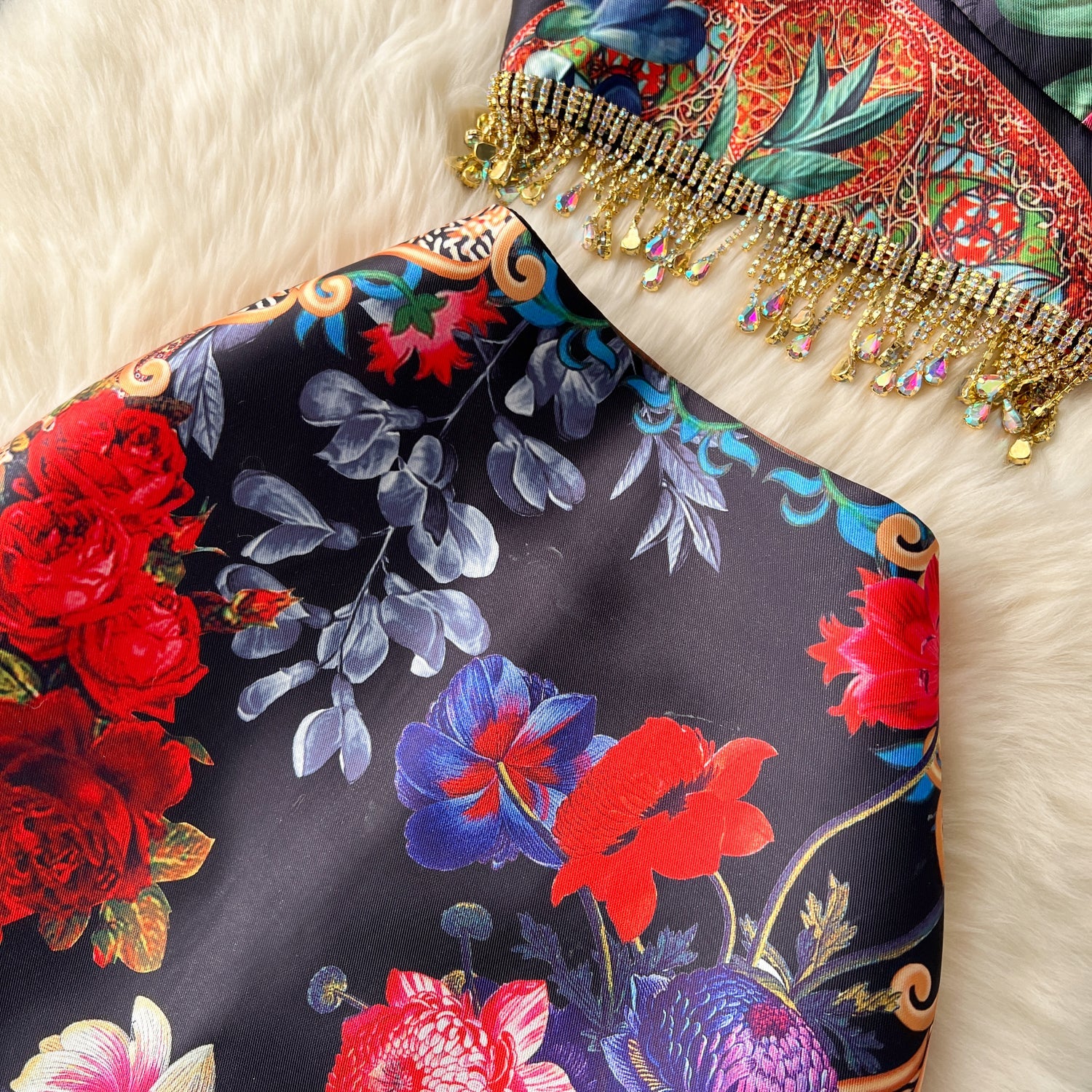 Fringed Camisole&Skirt Floral 2Pcs