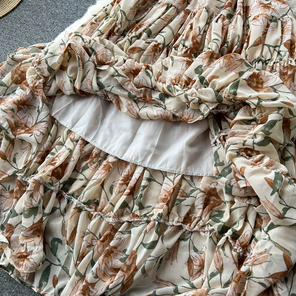 Vintage V-neck Sleeveless Floral Dress