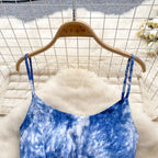 Bow-tie Tie-dye Floral Slip Dress