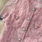 Crochet Shirt&Skirt Lace 2Pcs