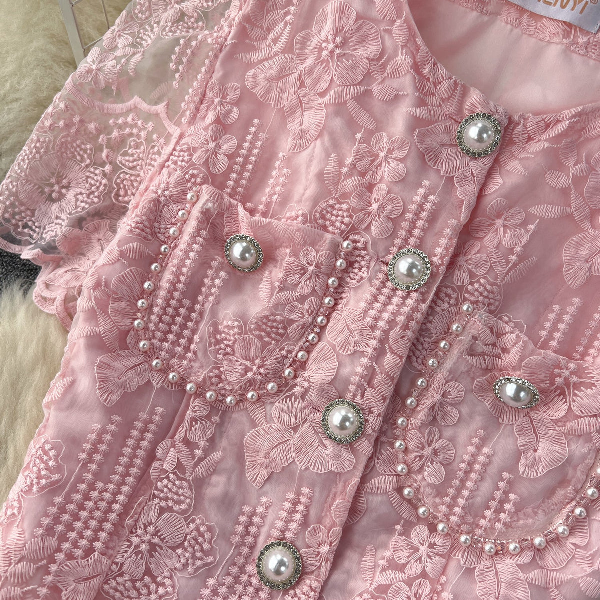 Crochet Shirt&Skirt Lace 2Pcs