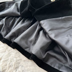 Vintage Single-breasted Black Velvet Dress