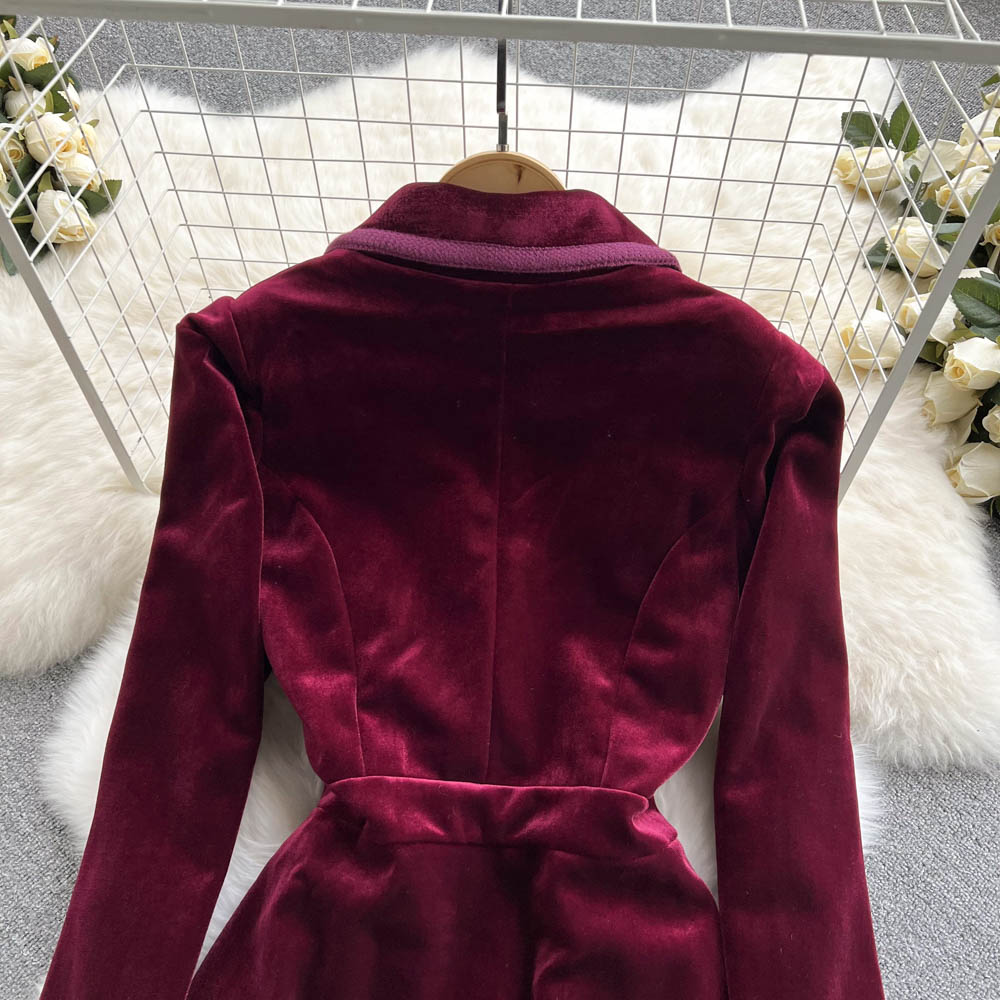 Velvet Dress With Suit Collar