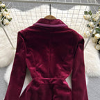 Velvet Dress With Suit Collar