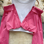 Faux Two-pieces Color Blocking Patchwork Top