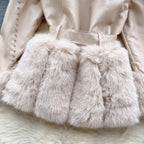Furry Collar Lace-up Thermal Coat