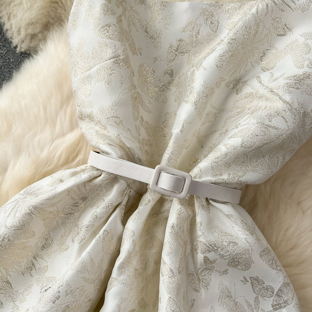 Courtly Floral Jacquard Slip Dress