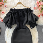 Vintage Lace Off-the-shoulder Dress