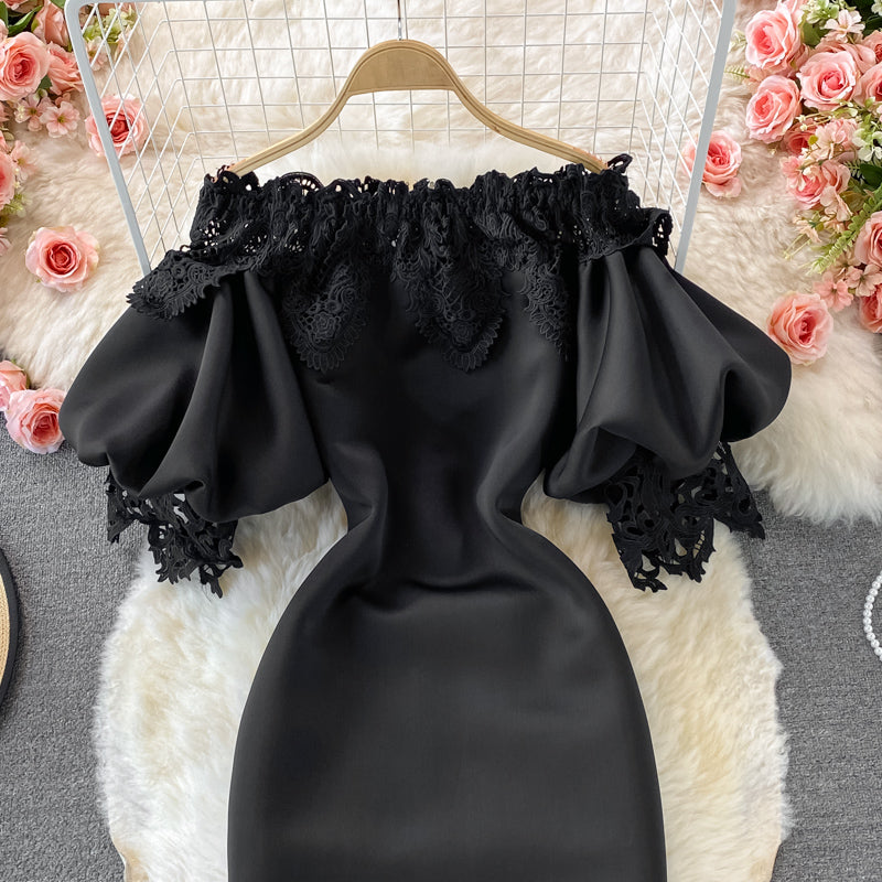 Vintage Lace Off-the-shoulder Dress