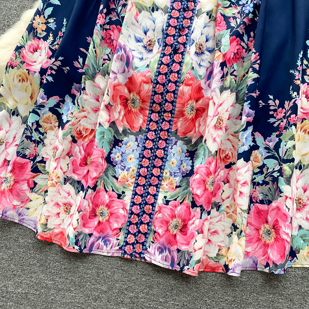 Courtly Flared Sleeve Floral Dress