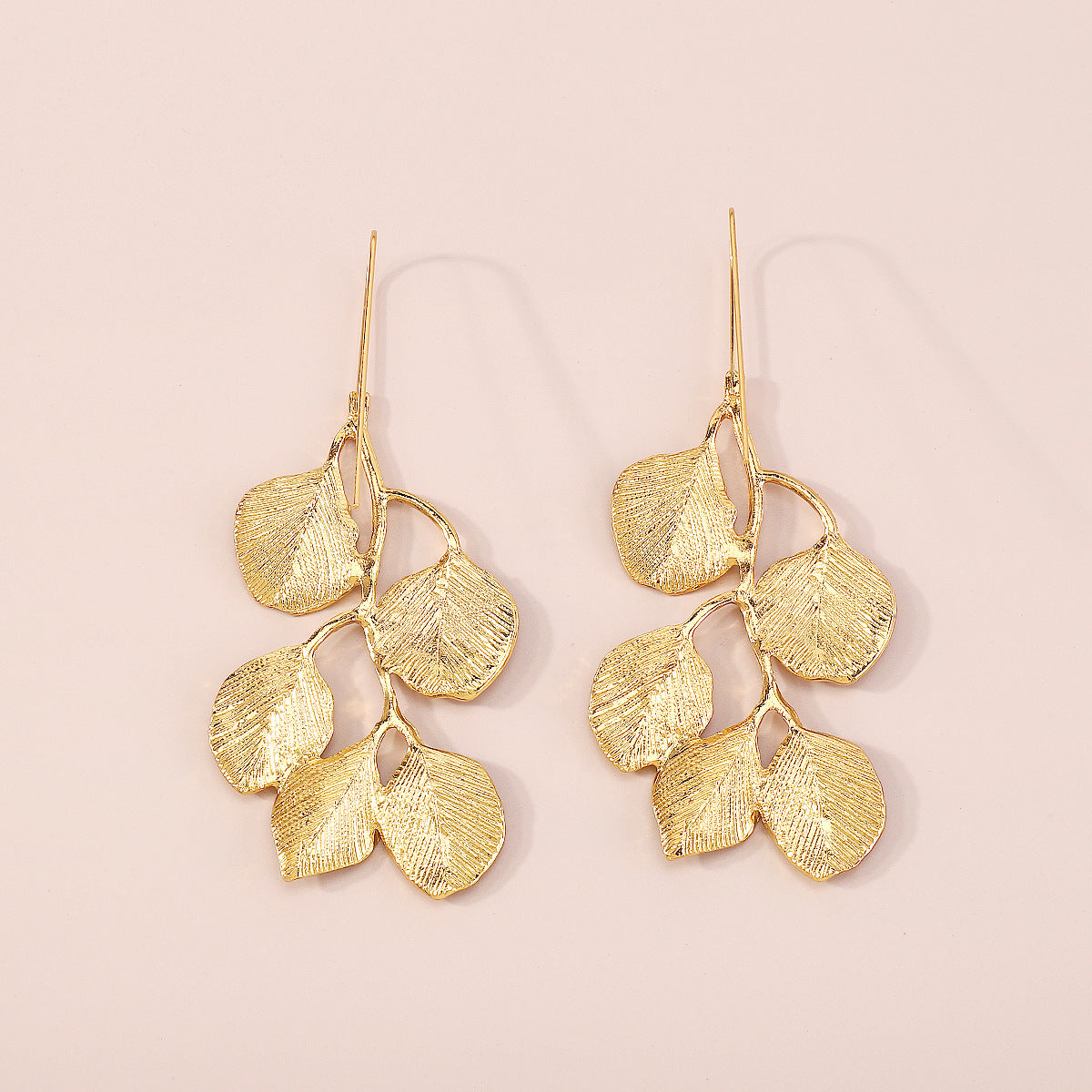 Elegant Metallic Leaves Necklace&Earrings