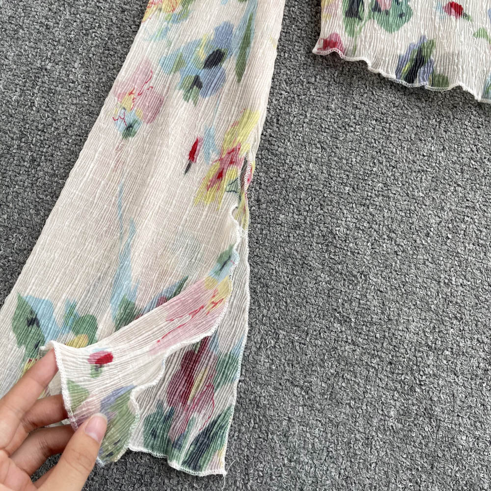 Chic Printed Floral Sun-protection Top