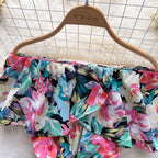 Strapless Floral Ruffled Jumpsuits