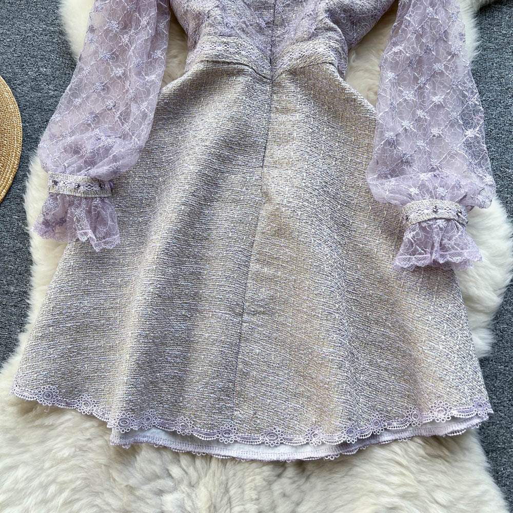 Beaded Embroidered Mesh Bow Dress
