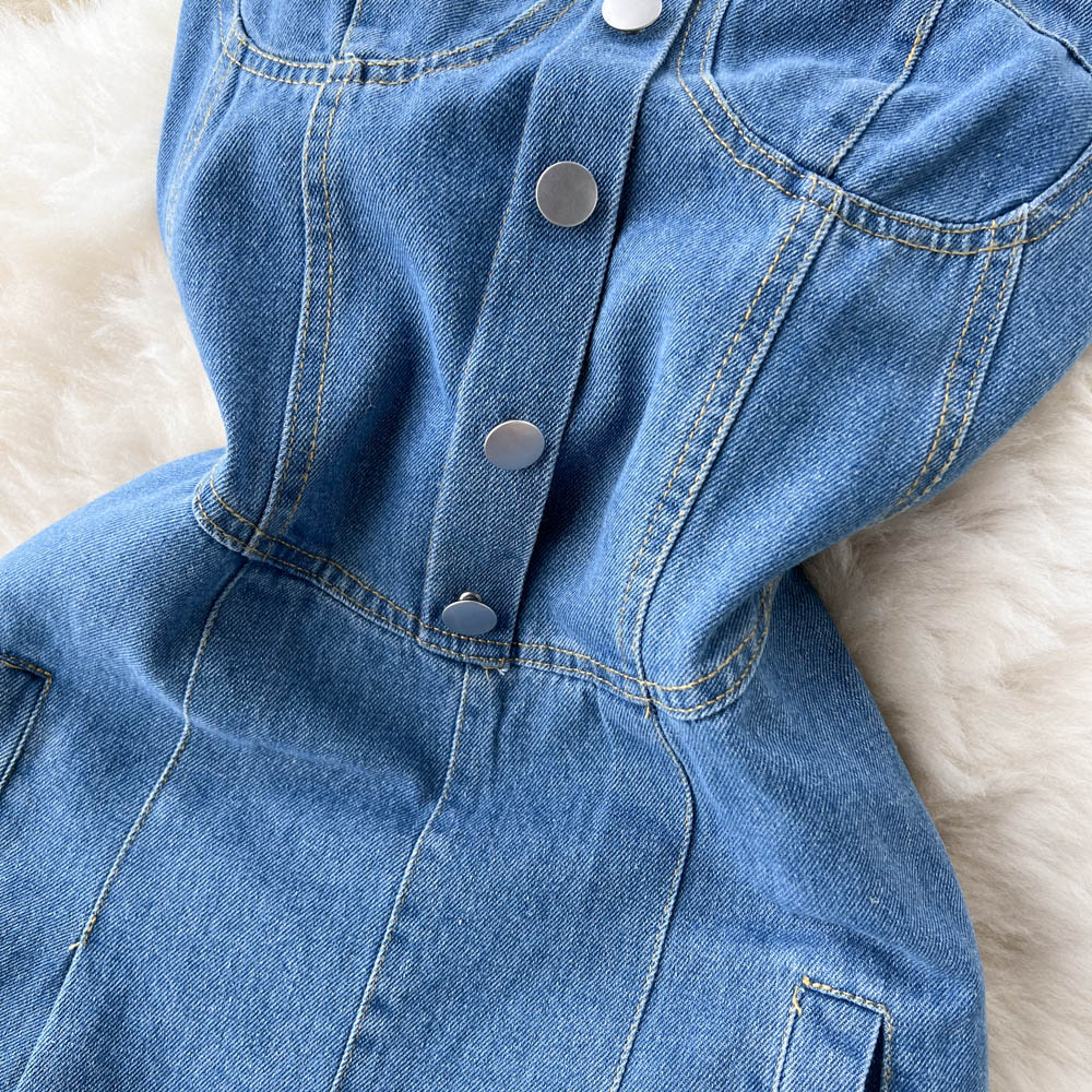 Vintage Ripped Denim Jumpsuit