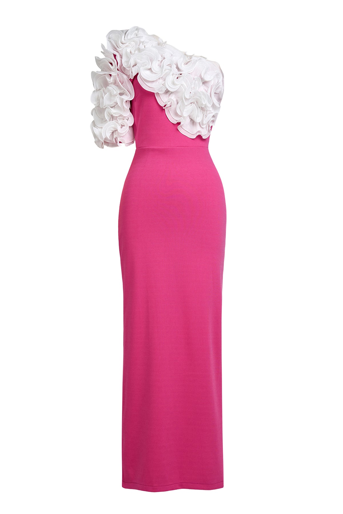 Jersey Contrast Color One Shoulder Midi Dress
