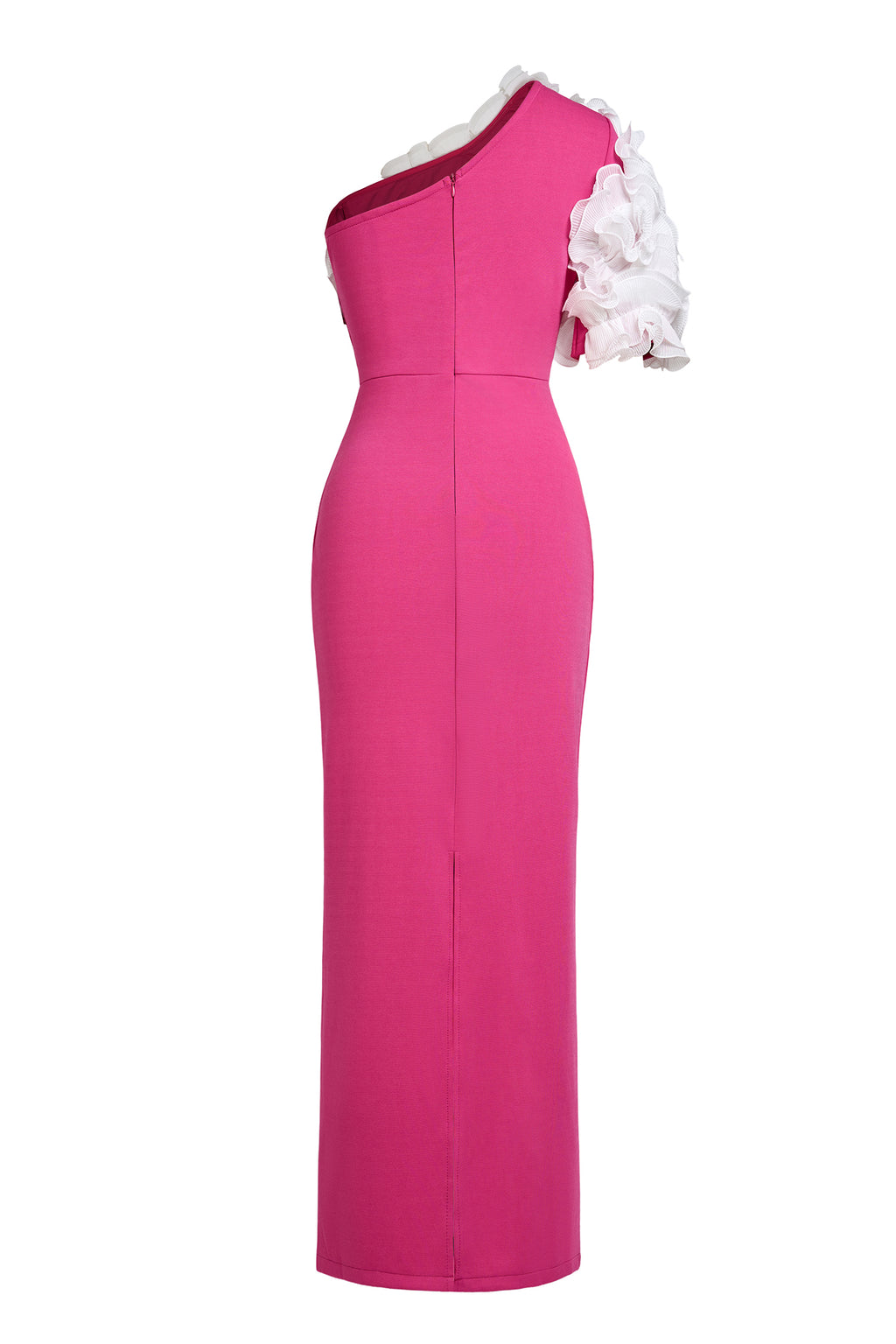 Jersey Contrast Color One Shoulder Midi Dress