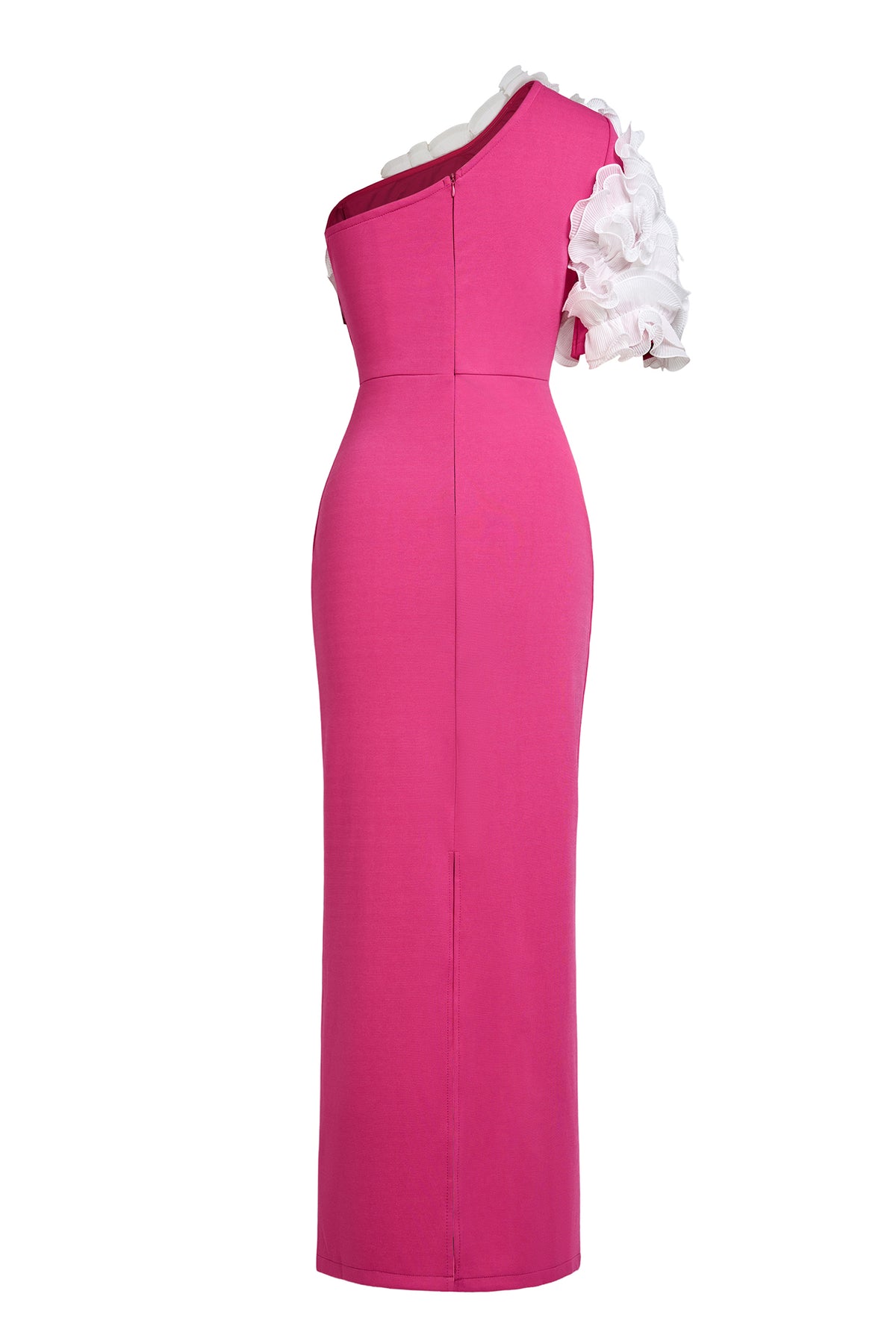 Jersey Contrast Color One Shoulder Midi Dress