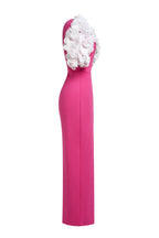 Jersey Contrast Color One Shoulder Midi Dress