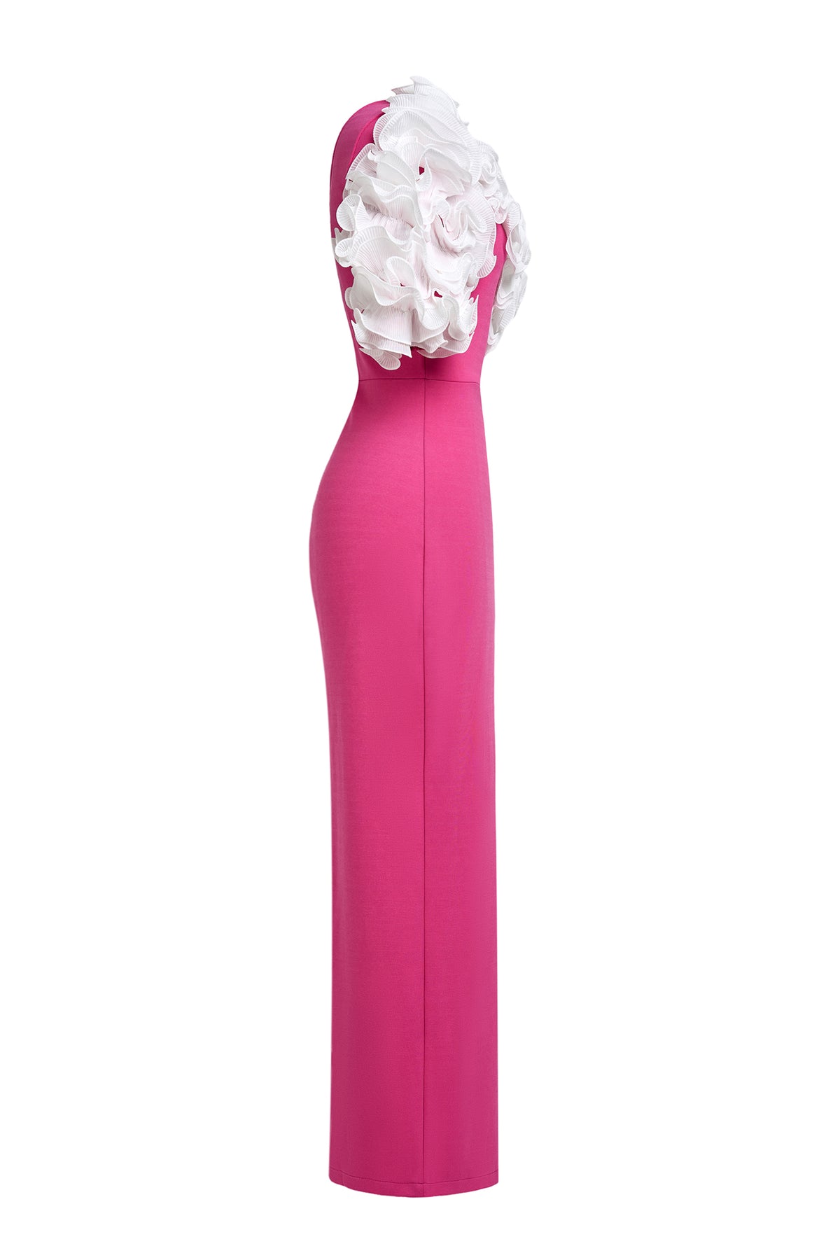 Jersey Contrast Color One Shoulder Midi Dress