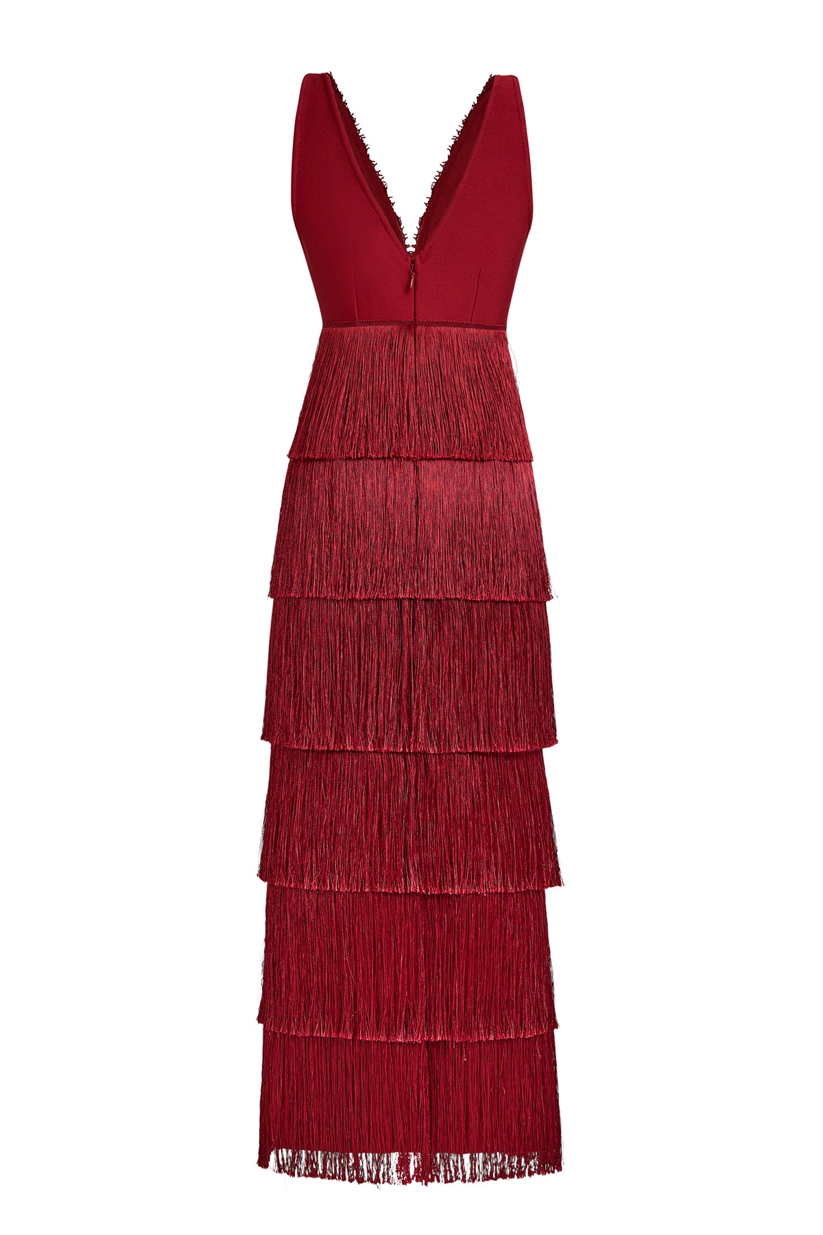Lace Splicing Bandage V-Neck Tassel Midi Dress