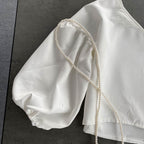 Raglan Neckline Puff Sleeves Top