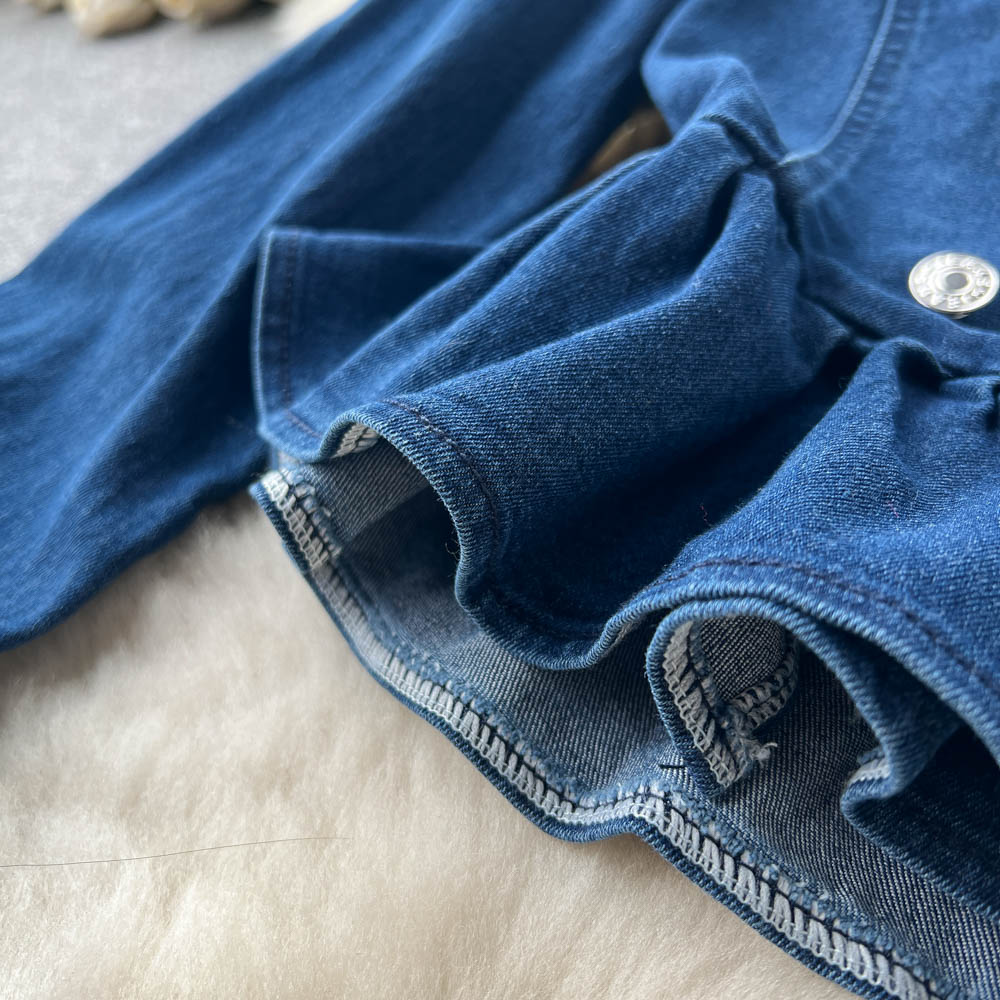 Doll Collar Jacket&Skirt Denim 2Pcs Set