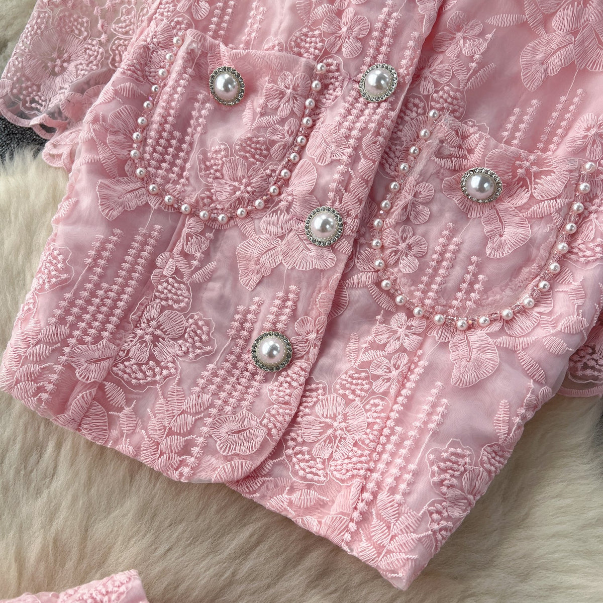 Crochet Shirt&Skirt Lace 2Pcs
